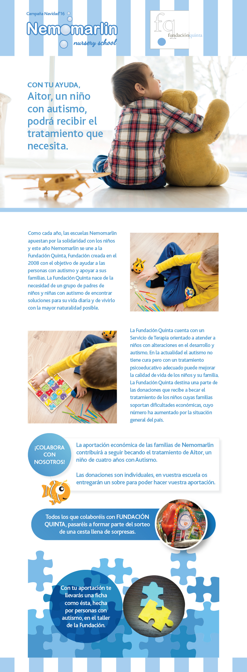 Con tu ayuda, Aitor, un niño con autismo, podrá recibir el tratamiento que necesita.