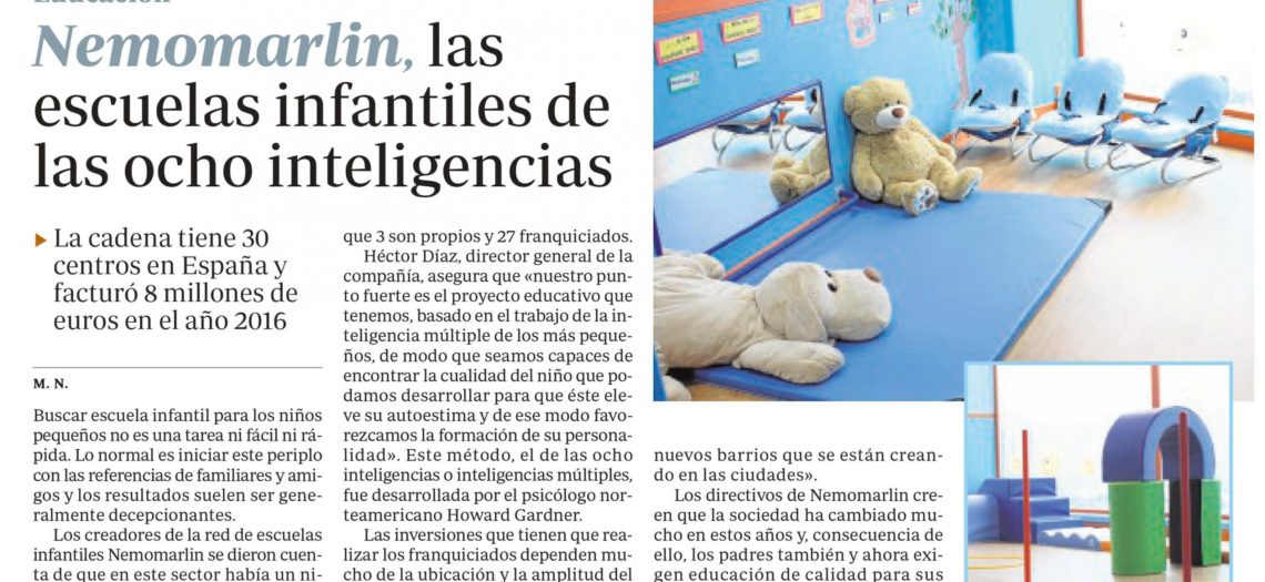 Aparición prensa escuelas Nemomarlin en periódico ABC