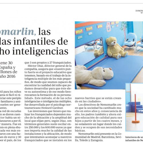 Aparición prensa escuelas Nemomarlin en periódico ABC