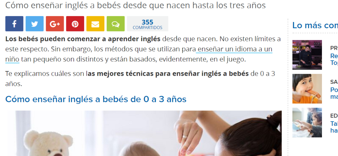 Métodos para enseñar inglés a niños de 0 a 3 años