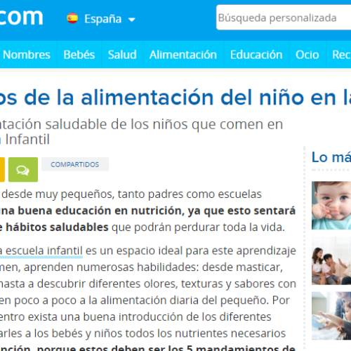 5 mandamientos de la alimentación del niño en la Escuela Infantil