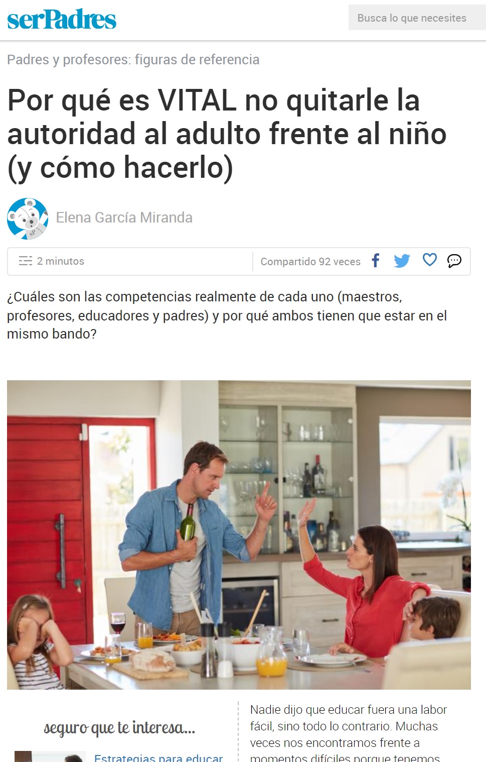 Artículo Ser Padres directora Escuela Infantil Nemomarlin Sanchinarro