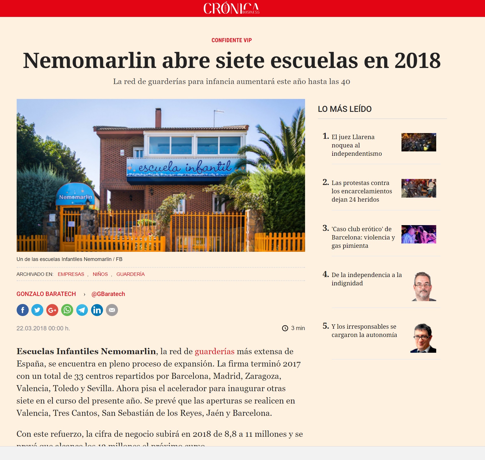 Entrevista Franquicia Escuelas Infantiles en El Español