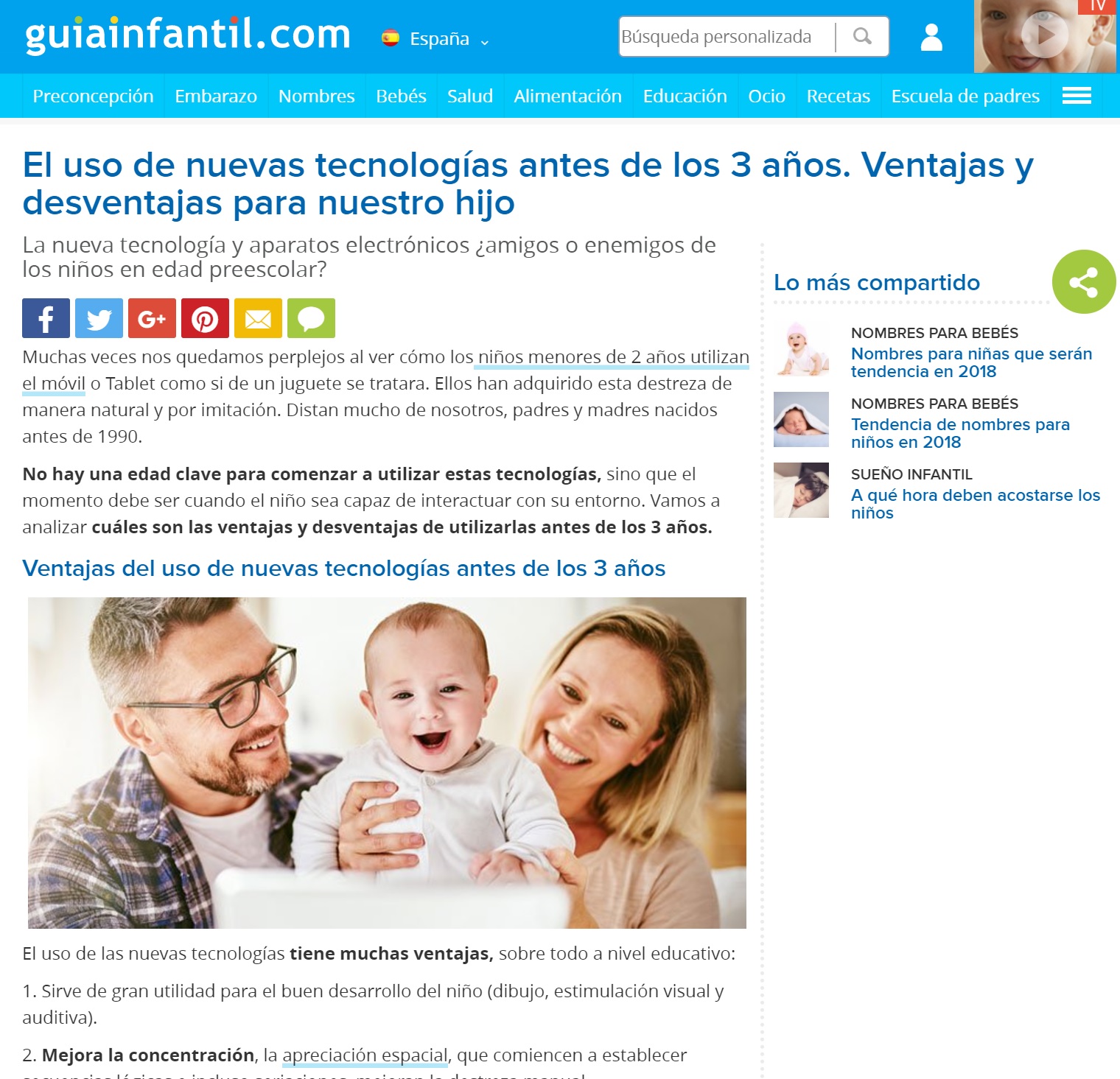 Portada ventajas e incovenientes nuevas tecnologías niños menores de 3 años. guarderia nemomarlin rivas.