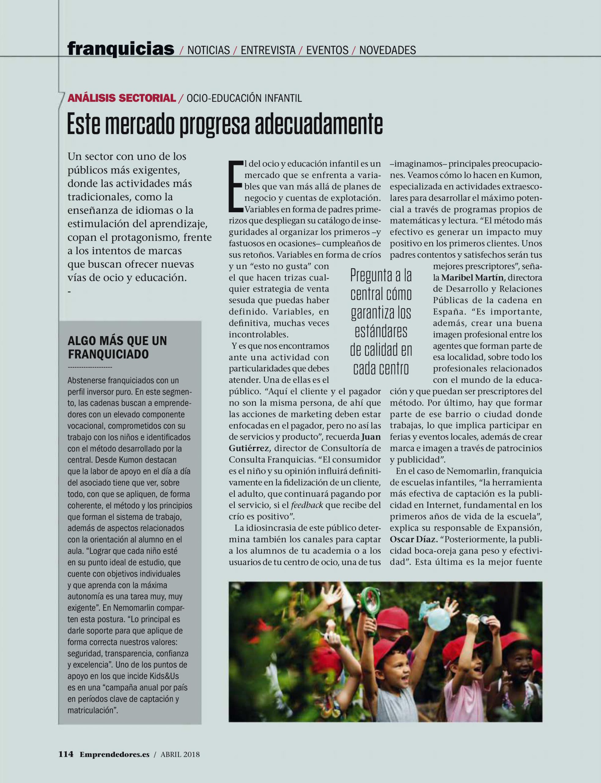Noticia Nemomarlin escuelas infantiles en revista emprendedores