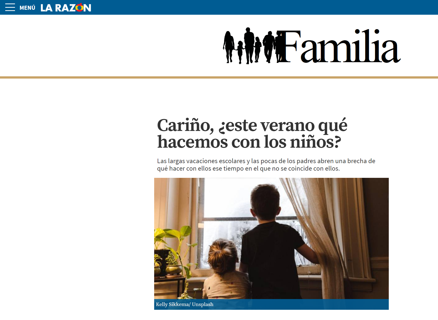 Portada noticia la razon - cariño este verano que hacemos con los niños