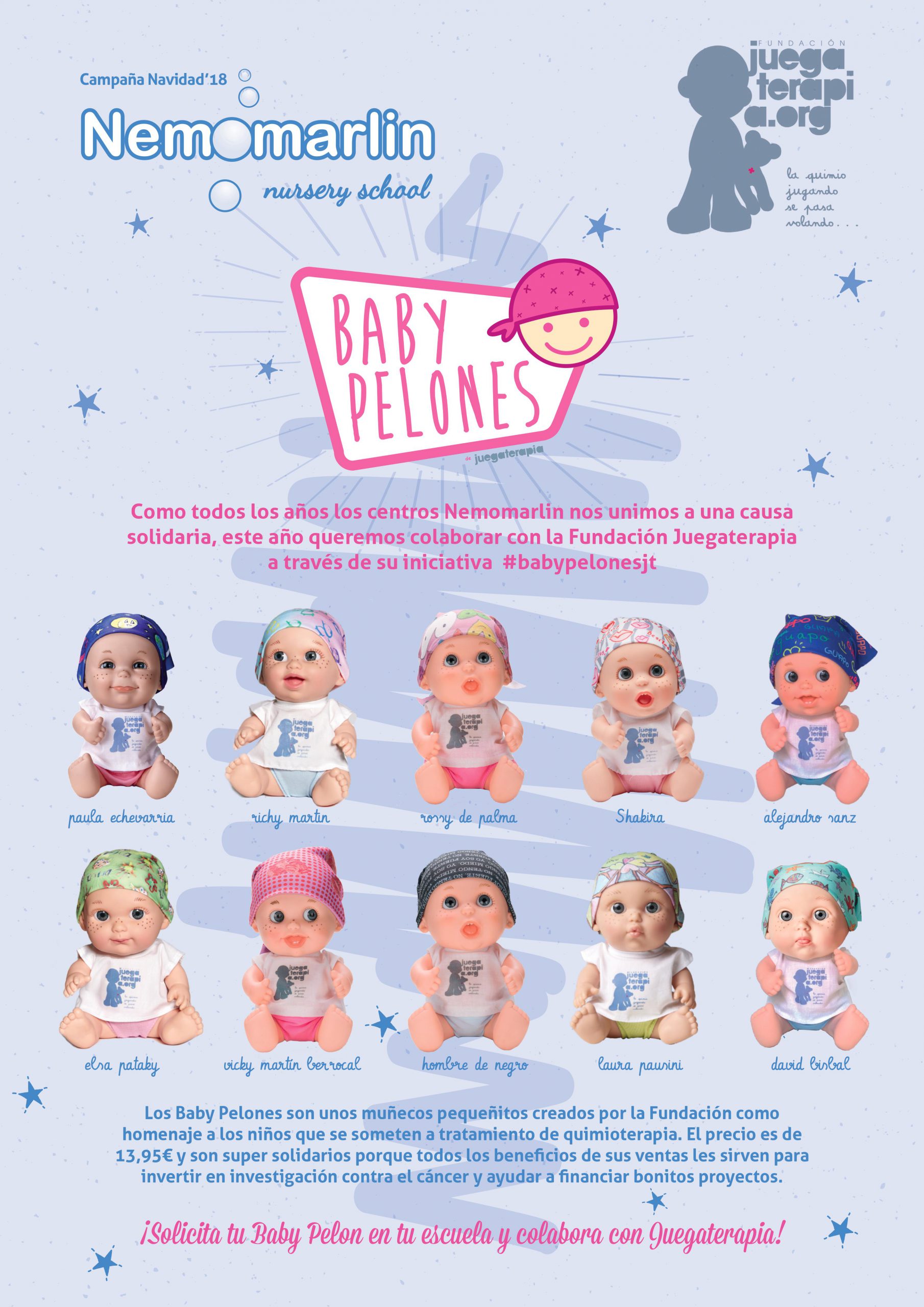 Nemomarlin colabora fundación Juegaterapia con los Baby Pelones