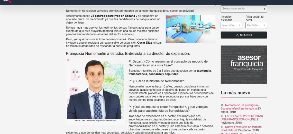 Franquicia Nemomarlin: Entrevista a su director de expansión.