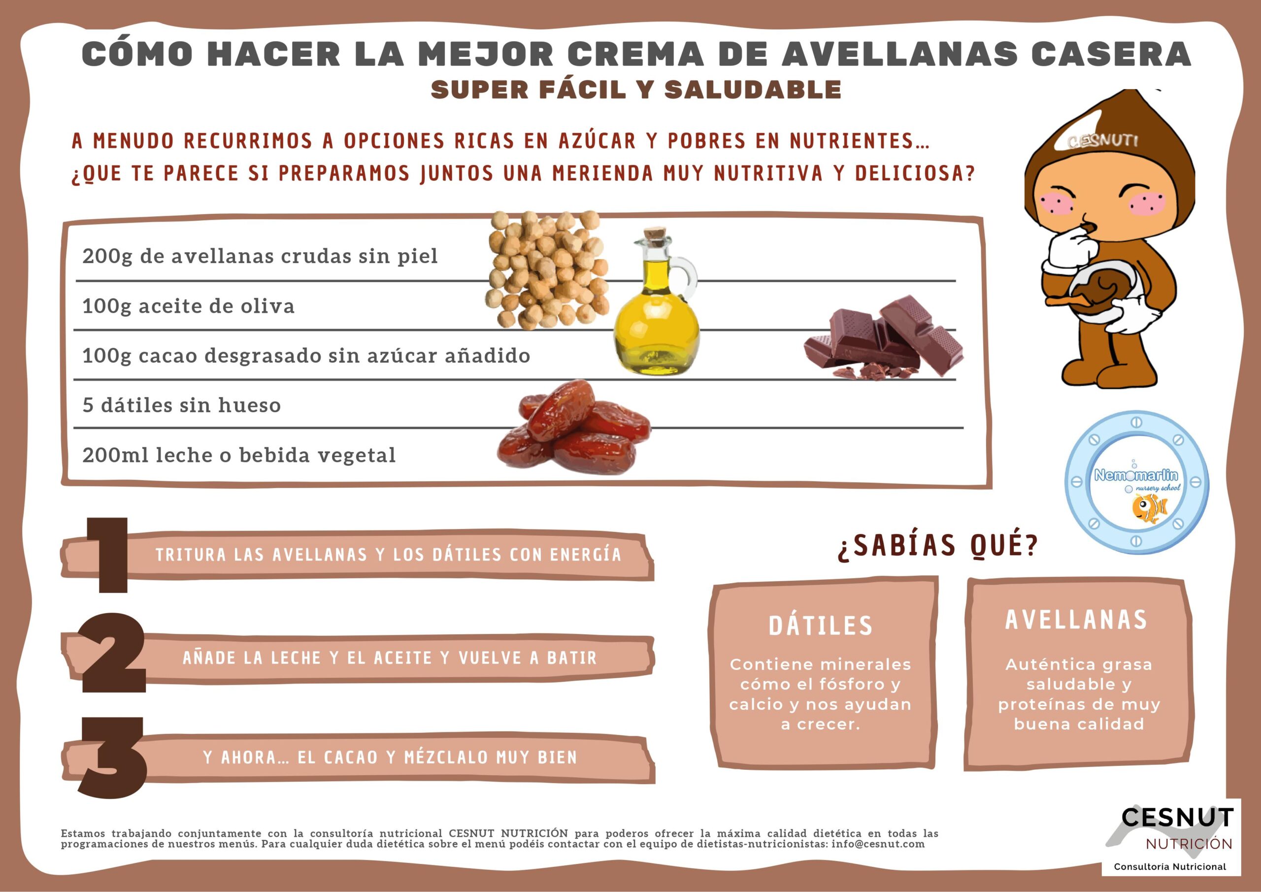 crema de avellanas nutritiva y deliciosa para tu hijo