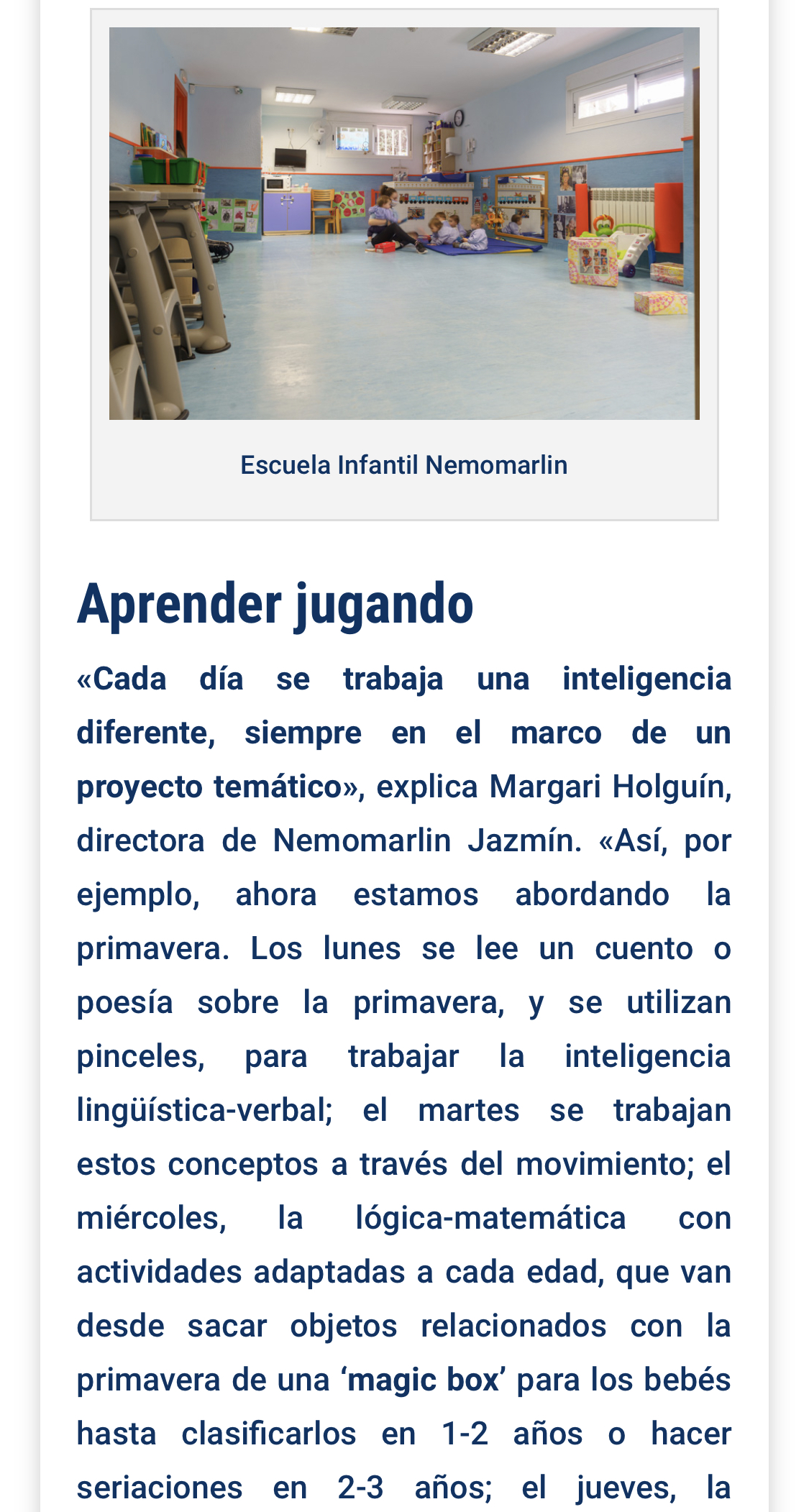 Reportaje Escuela Infantil Nemomarlin Rivas Almendros