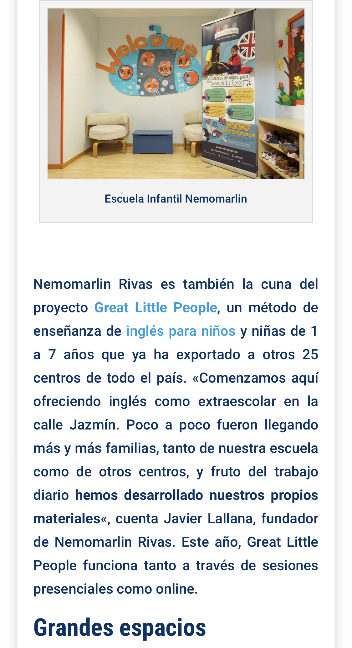 Reportaje Escuela Infantil Nemomarlin Rivas Almendros