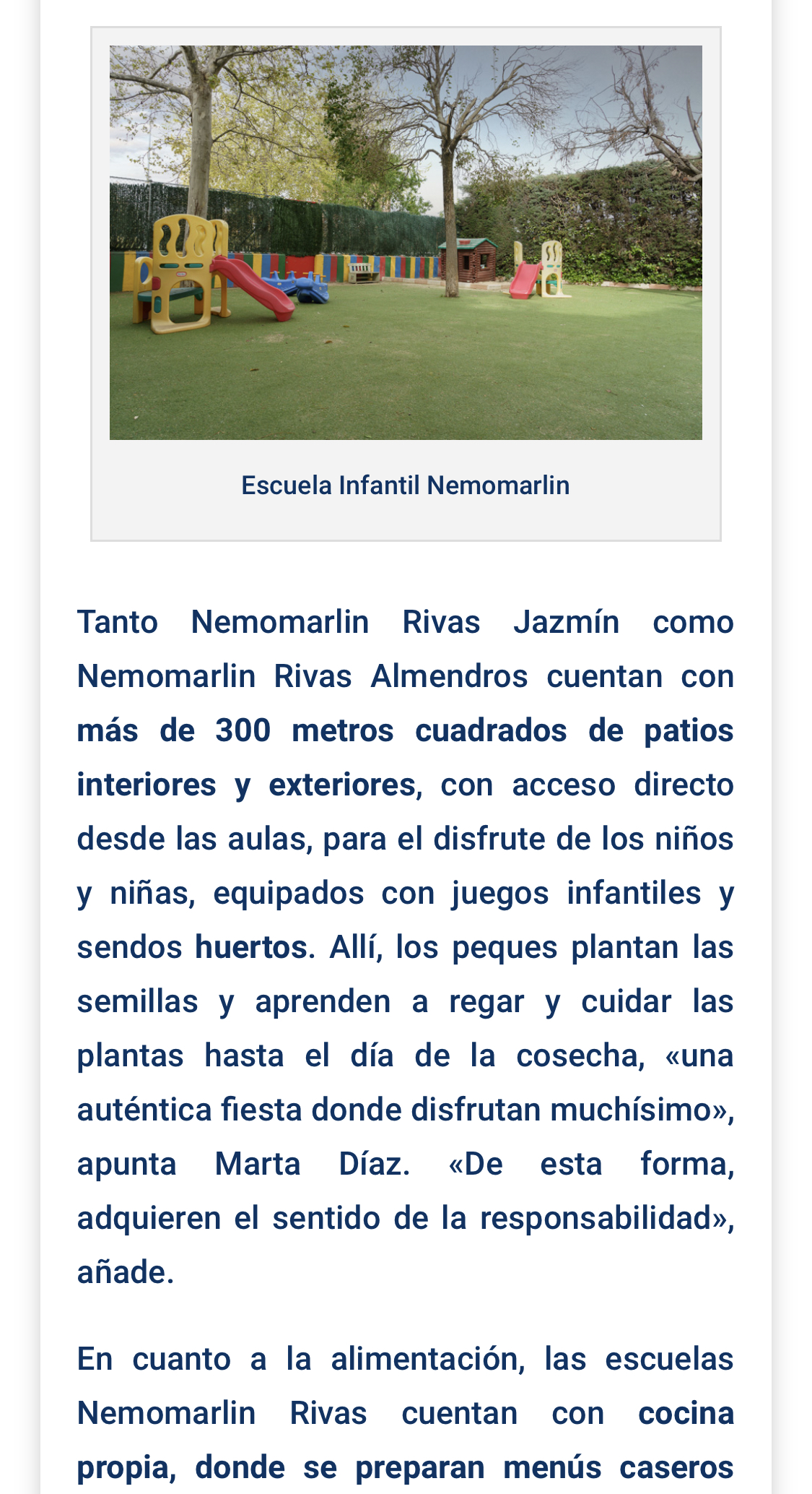 Reportaje Escuela Infantil Nemomarlin Rivas Almendros