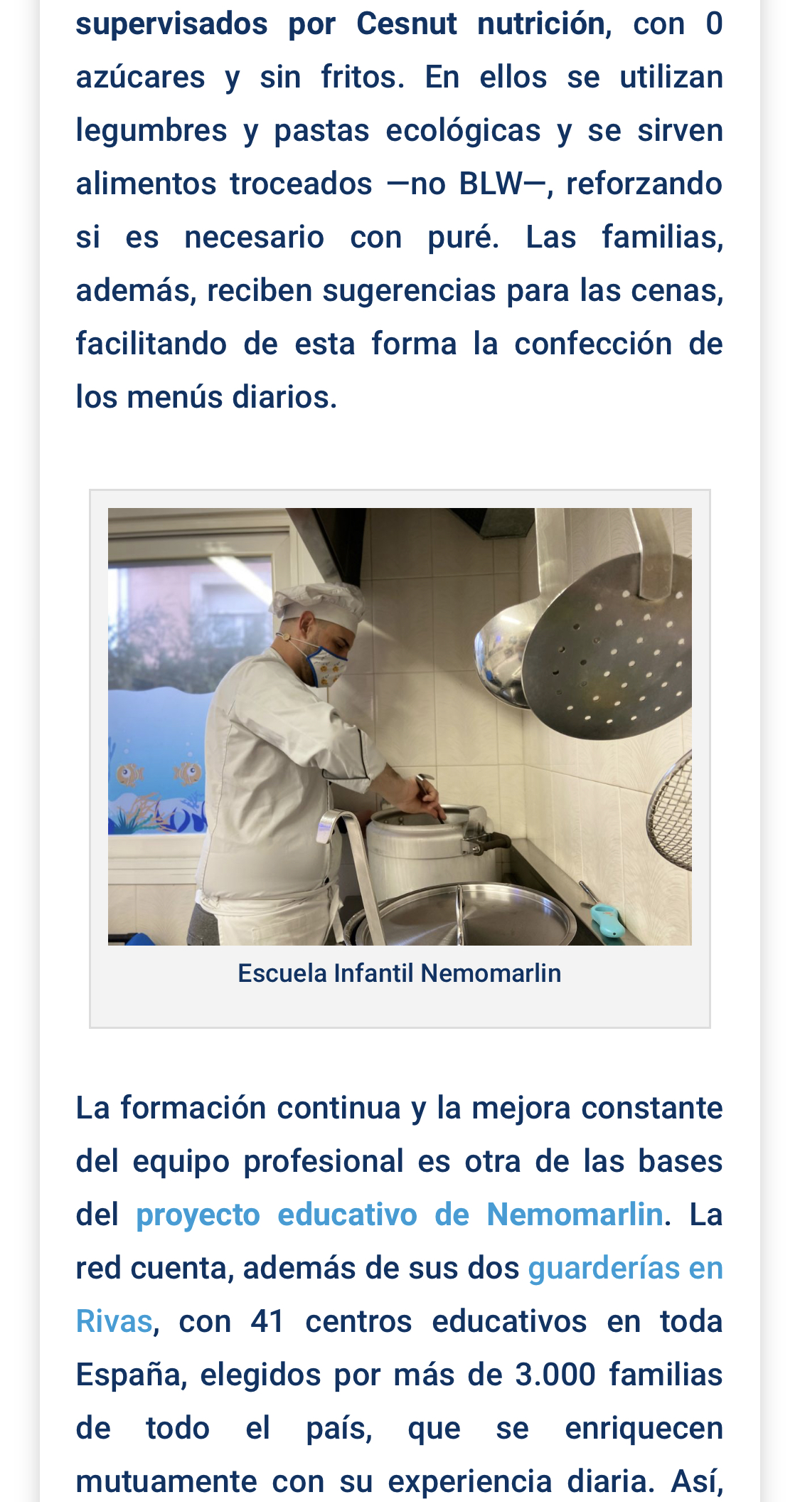 Reportaje Escuela Infantil Nemomarlin Rivas Almendros