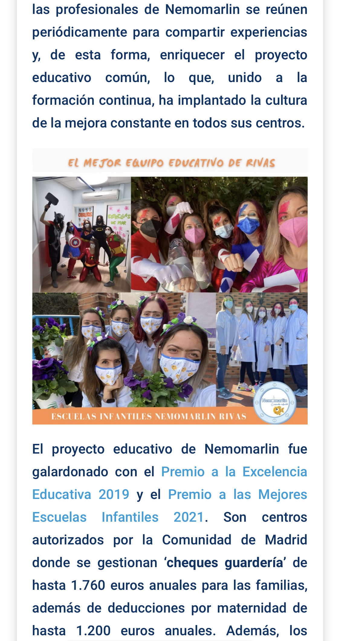 Reportaje Escuela Infantil Nemomarlin Rivas Almendros