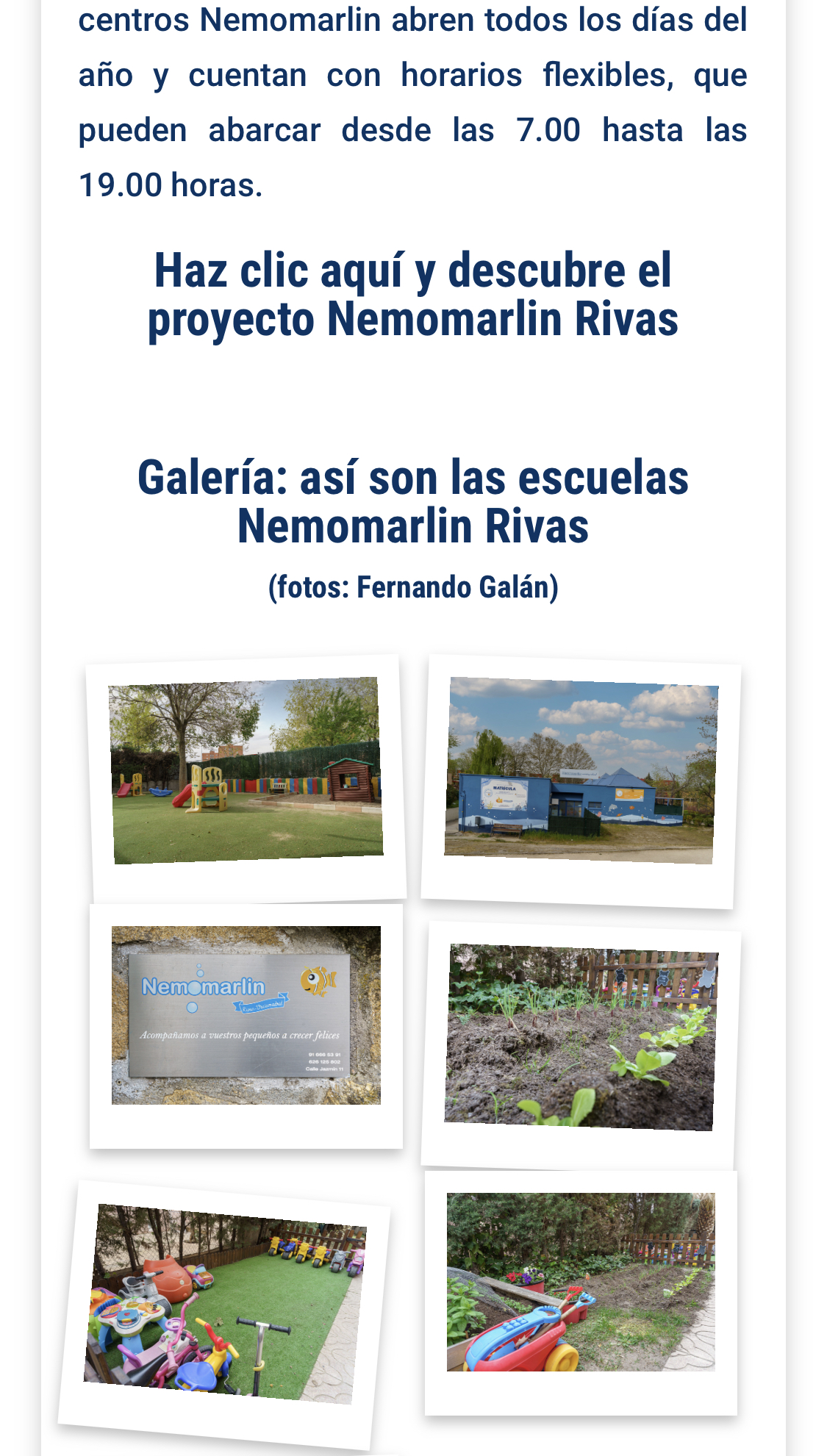 Reportaje Escuela Infantil Nemomarlin Rivas Almendros