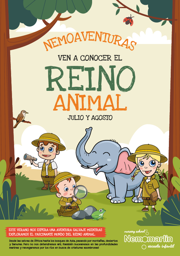 Portada escuelas verano Nemomarlin 2025_ El Reino Animal